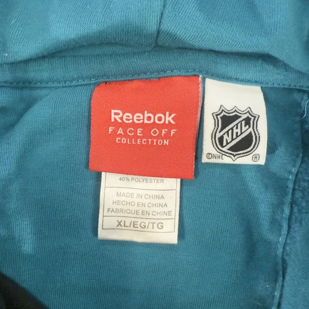 San Jose Sharks Hoodie Mens XL Black NHL Hockey Reebok Full Zip Sweatshirt